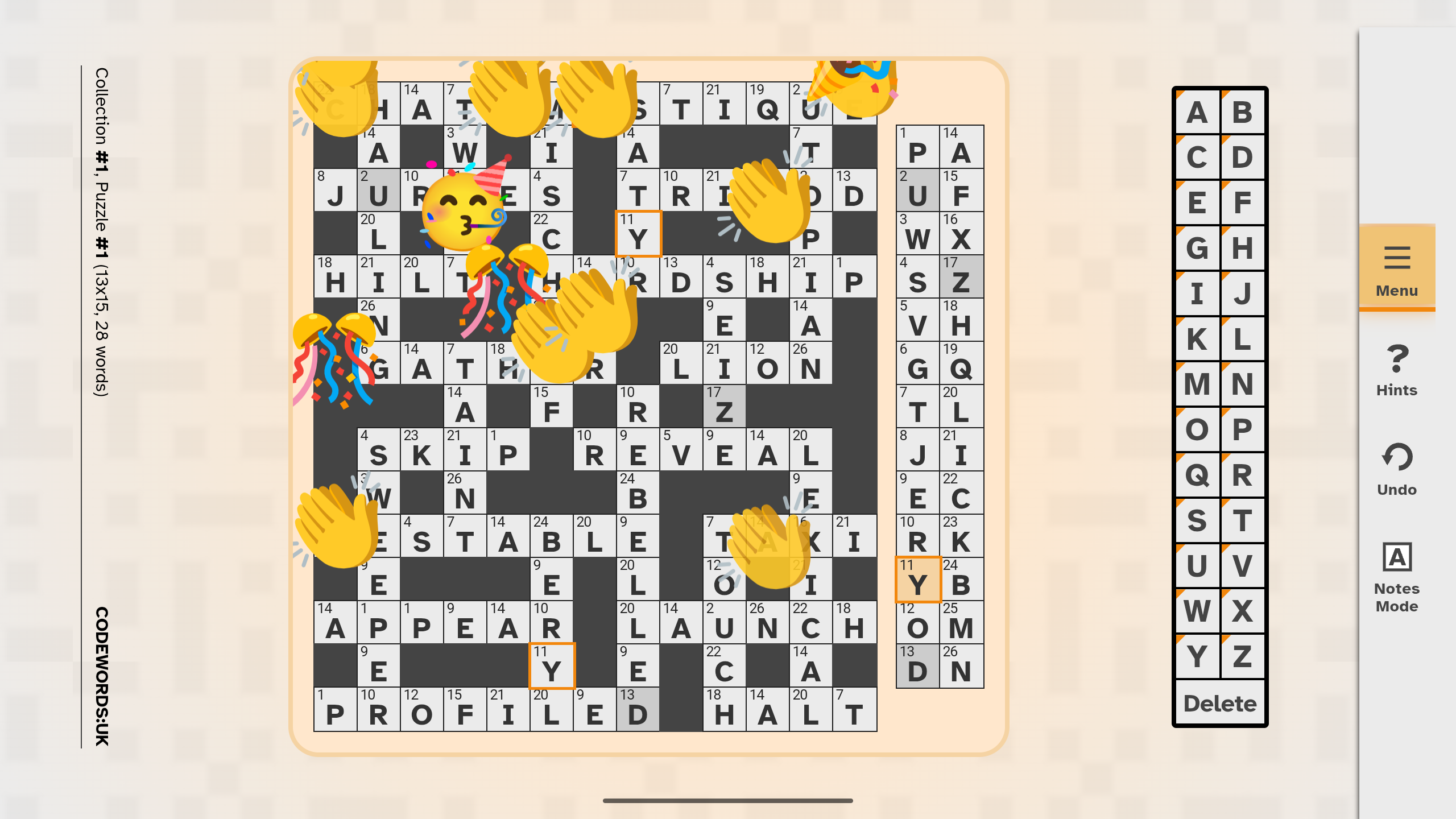 An unfinished puzzle with notes in it